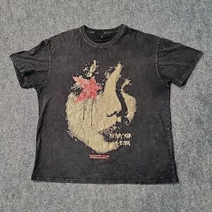 Romwe Goth Emo T-Shirt Retro Graphic Y2K Red Star XXL Grunge Punk Silhouette